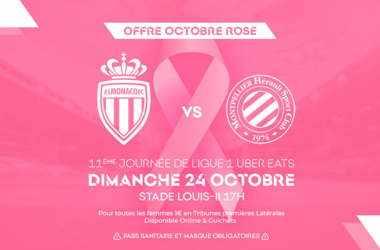 Places à 1€ pour les femmes contre Montpellier pour Octobre Rose