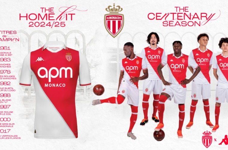 AS Monaco unveil its new home kit for the Centenary season