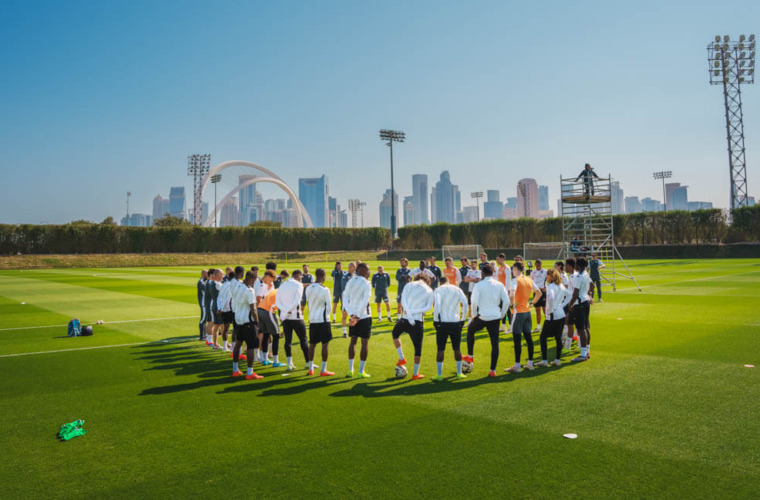 La prima sessione di allenamento dei biancorossi a Doha alla vigilia della Supercoppa di Francia